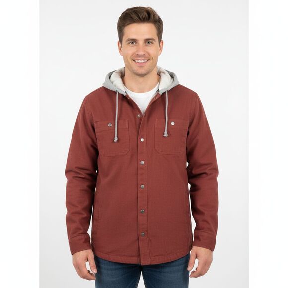 Duluth Trading Jacket Jack Fire Hose Flannel Lined Limber Red Canvas Snap Sz M - Picture 1 of 11